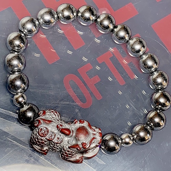 HEMATITE + CINNABAR NATURAL BRACELET size 7” - Picture 2 of 12